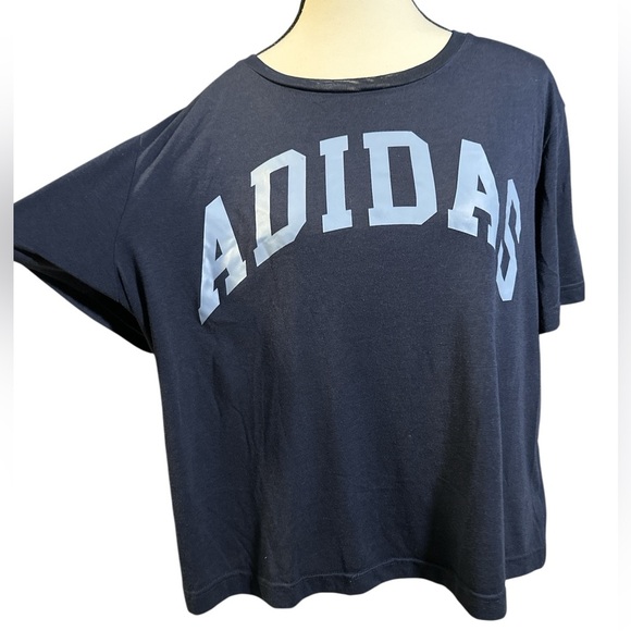 Adidas Women’s Dark Blue Logo Tee - Picture 3 of 5
